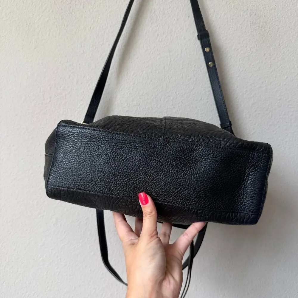 Vince Camuto Raya Black Pebbled Leather Tote Satchel Bag
